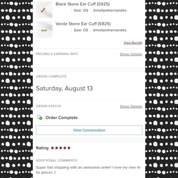 Black Stone Ear Cuff (S925) - Picture 8 of 8